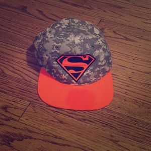 Orange and camo supermam hat